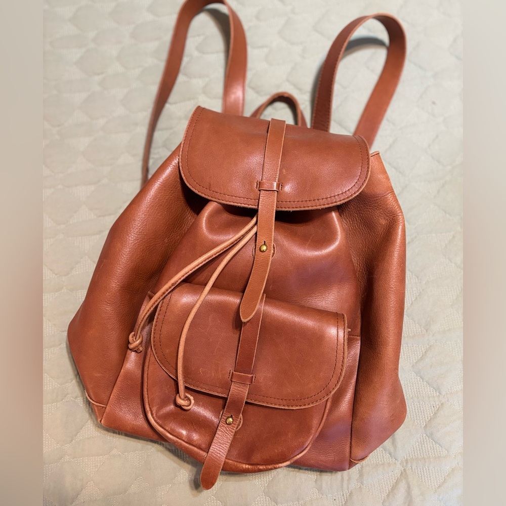 Madewell Transport Rucksack / Soft Genuine Leather Drawstring Backpack Travel